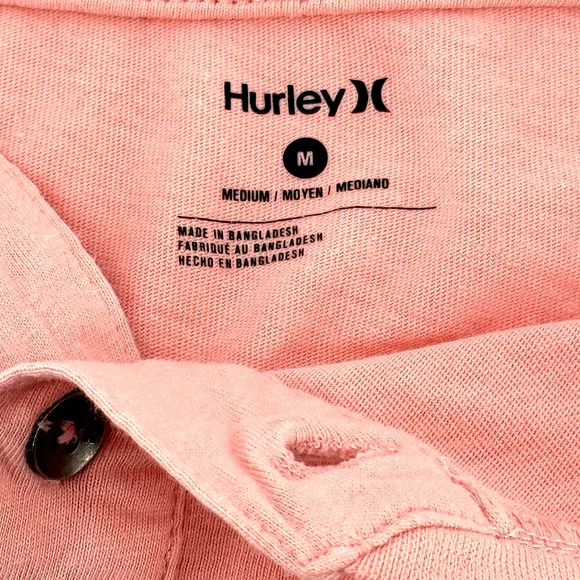 Hurley Mens M 100% Cotton Long Raglan Sleeve Henley Neck Shirt Multi Logo Casual - Picture 4 of 8